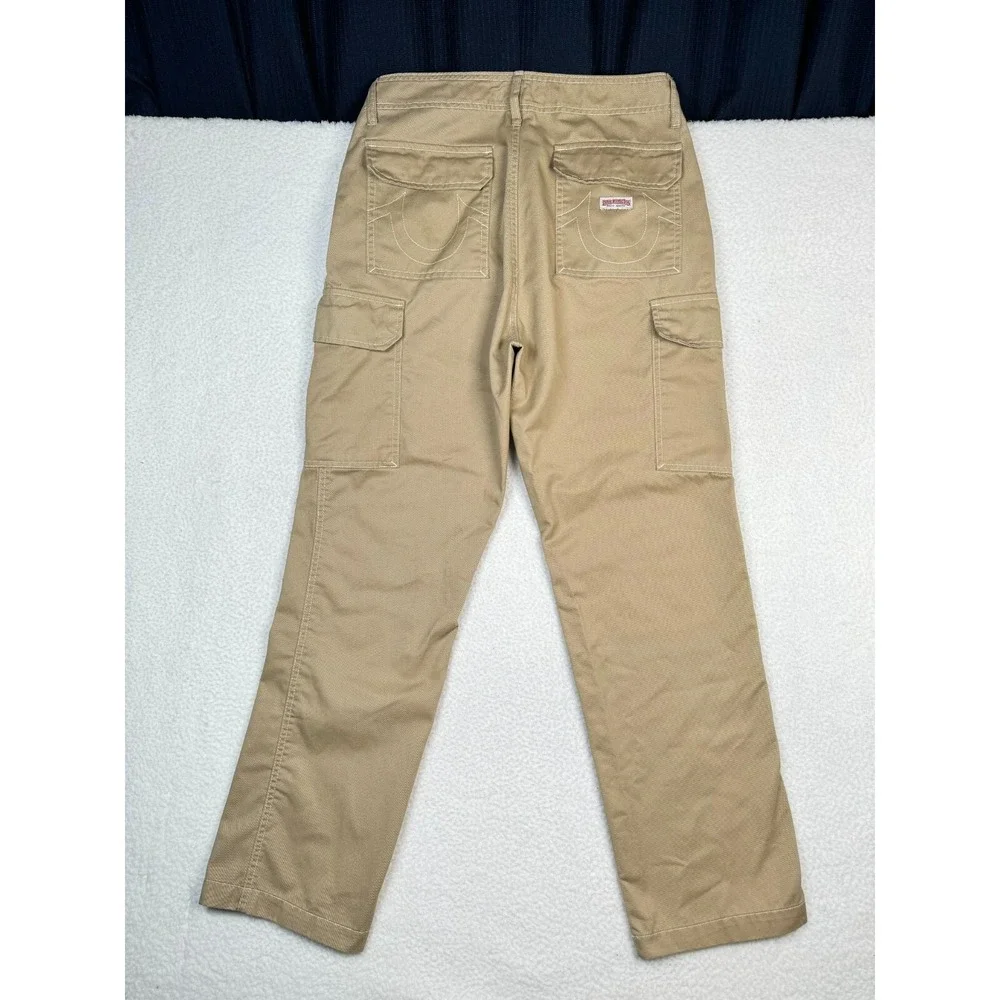 True Religion Cargo Pants Mens 32 Fits 33x32 Khaki Straight Leg Regular Classic